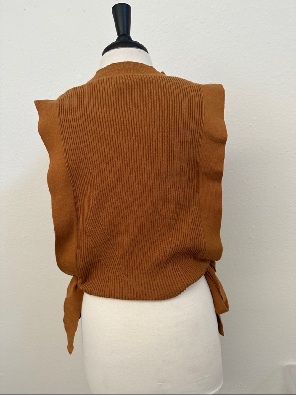 Sleeveless Knit Side-Tie Blouse in Caramel - Picture 6 of 6